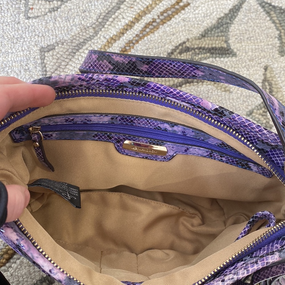 💕 B. Makowsky purple black snakeskin leather crossbody bag 💕 - Picture 13 of 14